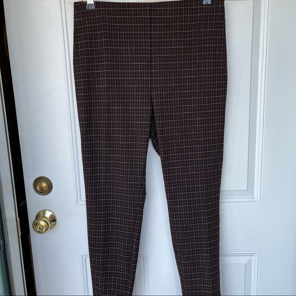 LOFT Maroon Plaid Skinny Pants
